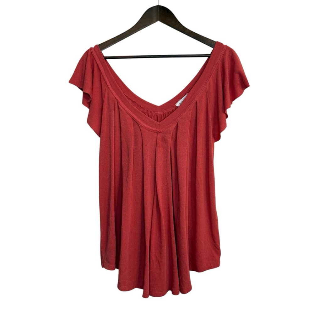 Bucketlist top women's medium orange preppy boho cottage peasant beachy coastal